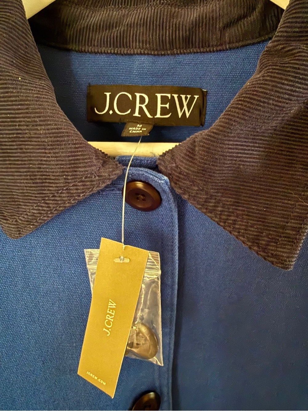 J.Crew Barn Jacket Women M Blue Cotton Canvas Corduroy Collar NWT CI107 - Picture 6 of 11